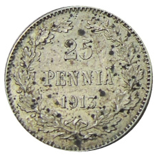 Монета 25 пенни 1913 года Русская Финляндия (аверс)