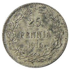 Монета 25 пенни 1915 года Русская Финляндия (аверс)