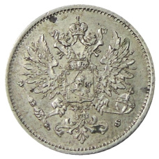 Монета 25 пенни 1915 года Русская Финляндия (реверс)