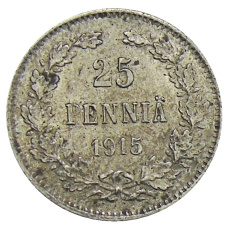 Монета 25 пенни 1915 года Русская Финляндия (аверс)