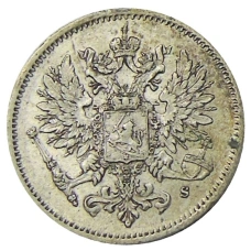 Монета 25 пенни 1915 года Русская Финляндия (реверс)