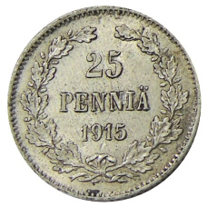 Монета 25 пенни 1915 года Русская Финляндия (аверс)
