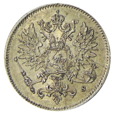 Монета 25 пенни 1915 года Русская Финляндия (реверс)