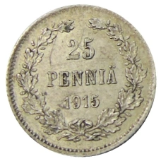 Монета 25 пенни 1915 года Русская Финляндия (аверс)