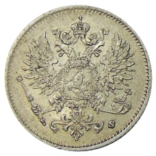 Монета 25 пенни 1915 года Русская Финляндия (реверс)