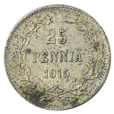 Монета 25 пенни 1915 года Русская Финляндия (аверс)