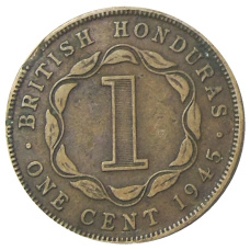 Монета 1 цент 1945 года Британский Гондурас (аверс)