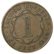 Монета 1 цент 1945 года Британский Гондурас (аверс)