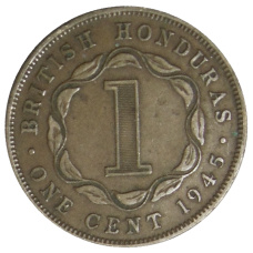 Монета 1 цент 1945 года Британский Гондурас (аверс)