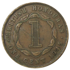 Монета 1 цент 1945 года Британский Гондурас (аверс)
