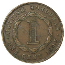 Монета 1 цент 1945 года Британский Гондурас (аверс)