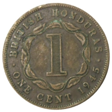 Монета 1 цент 1945 года Британский Гондурас (аверс)