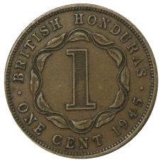 Монета 1 цент 1945 года Британский Гондурас (аверс)