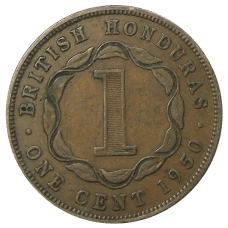 Монета 1 цент 1950 года Британский Гондурас (аверс)