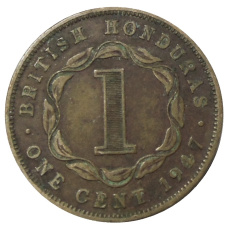 Монета 1 цент 1947 года Британский Гондурас (аверс)