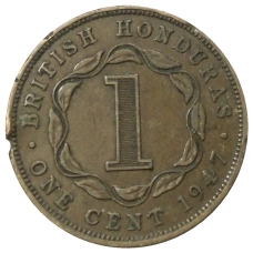 Монета 1 цент 1947 года Британский Гондурас (аверс)
