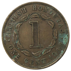 Монета 1 цент 1949 года Британский Гондурас (аверс)