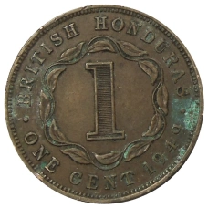 Монета 1 цент 1949 года Британский Гондурас (аверс)