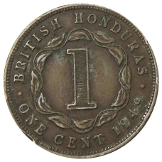 Монета 1 цент 1949 года Британский Гондурас (аверс)