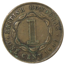 Монета 1 цент 1949 года Британский Гондурас (аверс)