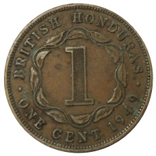Монета 1 цент 1949 года Британский Гондурас (аверс)