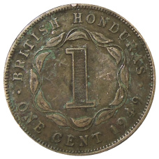 Монета 1 цент 1949 года Британский Гондурас (аверс)