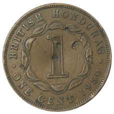Монета 1 цент 1950 года Британский Гондурас (аверс)