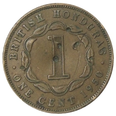 Монета 1 цент 1950 года Британский Гондурас (аверс)