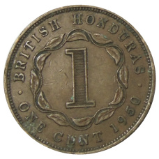 Монета 1 цент 1950 года Британский Гондурас (аверс)