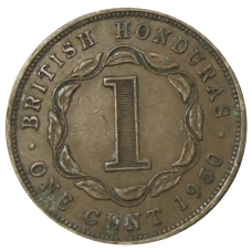 Монета 1 цент 1950 года Британский Гондурас (аверс)
