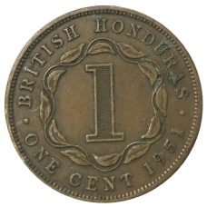 Монета 1 цент 1951 года Британский Гондурас (аверс)