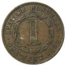 Монета 1 цент 1951 года Британский Гондурас (аверс)