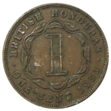 Монета 1 цент 1951 года Британский Гондурас (аверс)