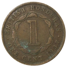 Монета 1 цент 1937 года Британский Гондурас (аверс)