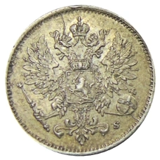 Монета 25 пенни 1916 года Русская Финляндия (реверс)