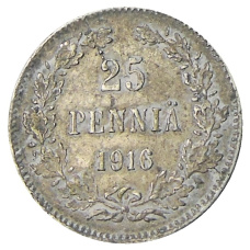 Монета 25 пенни 1916 года Русская Финляндия (аверс)