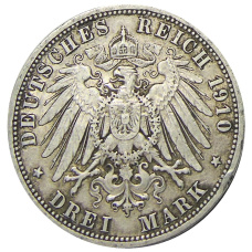 Монета 3 марки 1910 года А Германия (Пруссия) (реверс)