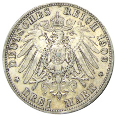 Монета 3 марки 1909 года А Германия (Пруссия) (реверс)