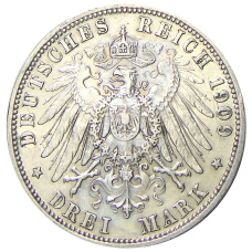 Монета 3 марки 1909 года А Германия (Пруссия) (реверс)