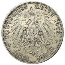 Монета 3 марки 1909 года А Германия (Пруссия) (реверс)