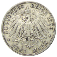 Монета 3 марки 1909 года А Германия (Пруссия) (реверс)