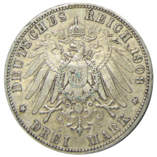 Монета 3 марки 1908 года А Германия (Пруссия) (реверс)