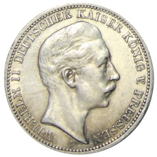 Монета 3 марки 1908 года А Германия (Пруссия) (аверс)