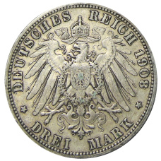 Монета 3 марки 1908 года А Германия (Пруссия) (реверс)