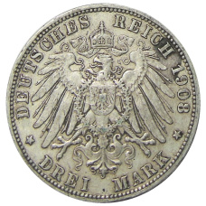 Монета 3 марки 1908 года А Германия (Пруссия) (реверс)