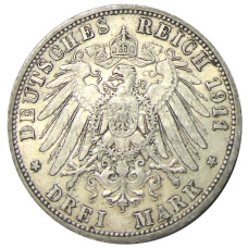 Монета 3 марки 1911 года А Германия (Пруссия) (реверс)