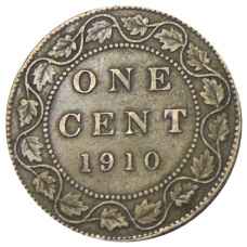 Монета 1 цент 1910 года Канада (аверс)