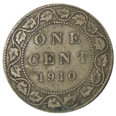 Монета 1 цент 1910 года Канада (аверс)