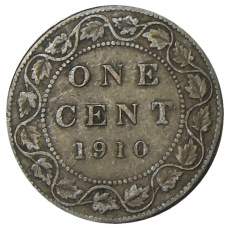 Монета 1 цент 1910 года Канада (аверс)