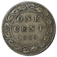 Монета 1 цент 1910 года Канада (аверс)